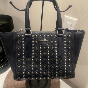 Coach Blue Swagger Leather Bag with floral detail (includes shoulder strap)